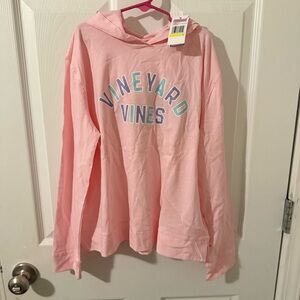 Vineyard Vines Light Pink Hooded Long Sleeved Tee with Logo size youth M